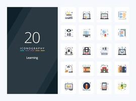 20 icône de couleur plate d'apprentissage pour la présentation vecteur