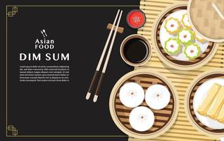 menu dim sum mis illustration vectorielle de nourriture asiatique vecteur