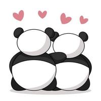 carte de dédicace pour la Saint Valentin du couple amoureux des ours panda vecteur