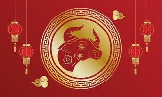 bannière du nouvel an chinois du boeuf vecteur
