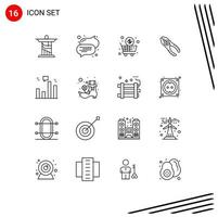 ensemble de pictogrammes de 16 contours simples d'outils financiers pince de réparation de chariot éléments de conception vectoriels modifiables vecteur