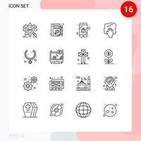 ensemble de 16 icônes d'interface utilisateur modernes symboles signes pour gommage travaux ménagers apprentissage main espion éléments de conception vectoriels modifiables vecteur