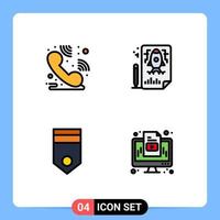 interface mobile ligne remplie ensemble de 4 pictogrammes de page militaire de centre d'appel fichier soldat éléments de conception vectoriels modifiables vecteur