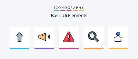 ligne d'éléments d'interface utilisateur de base remplie de 5 packs d'icônes, y compris ouvert. billet. bâtiment. étiqueter. prix. conception d'icônes créatives vecteur