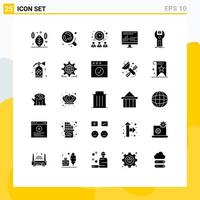 interface mobile glyphe solide ensemble de 25 pictogrammes de statistiques d'application personnes programmation conception éléments de conception vectoriels modifiables vecteur