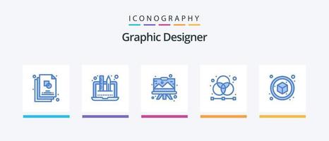 pack d'icônes de graphiste bleu 5, y compris la grille. designer. conception. conception. peinture. conception d'icônes créatives vecteur