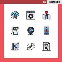 9 icônes créatives signes et symboles modernes d'application internet pin globe éléments de conception vectoriels modifiables rapides vecteur