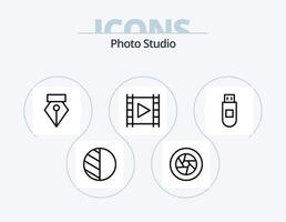 pack d'icônes de ligne de studio photo 5 conception d'icônes. . DVD. studio vecteur
