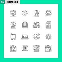 16 signes de contour universels symboles d'éléments de conception vectoriels modifiables de nuage numérique de cactus de serveur de prix vecteur