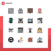 16 interface utilisateur pack de lignes remplies de couleurs plates de signes et symboles modernes de l'emplacement du smartphone d'automne application mobile éléments de conception vectoriels créatifs modifiables vecteur