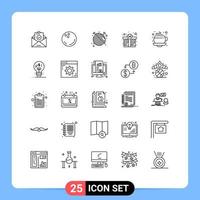 25 lignes universelles définies pour les applications web et mobiles coupe boule d'amour présent cadeau éléments de conception vectoriels modifiables vecteur