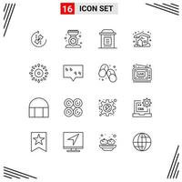 pack d'icônes vectorielles stock de 16 signes et symboles de ligne pour les éléments de conception vectoriels modifiables de la fête de la balance de cuisine à la maison nuageuse halloween vecteur