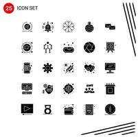 groupe de 25 signes et symboles de glyphes solides pour les éléments de conception vectoriels éditables de courrier de flocon de neige d'affaires de lettre vecteur