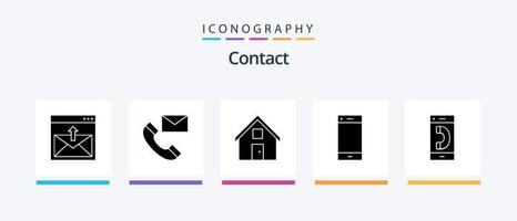 contactez le pack d'icônes glyphe 5, y compris le téléphone. appel. Contacts. maison. conversation. conception d'icônes créatives vecteur