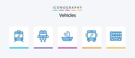 pack d'icônes de véhicules bleu 5 comprenant. transport. bus. Londres. decker. conception d'icônes créatives vecteur