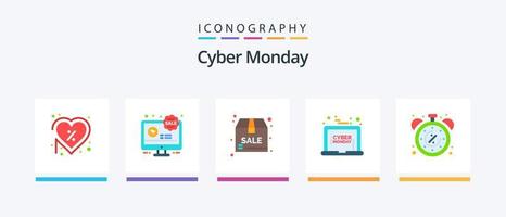 pack d'icônes cyber monday flat 5 avec réduction. rabais. rabais. vente. rabais. conception d'icônes créatives vecteur