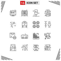 ensemble de 16 symboles d'icônes d'interface utilisateur modernes signes pour les éléments de conception vectoriels éditables de texte de flèche de crème de retour de tramway vecteur