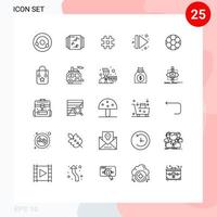 ensemble moderne de 25 lignes de pictogrammes d'étiquette de hachage de ballon de football éjecter à droite des éléments de conception vectoriels modifiables vecteur