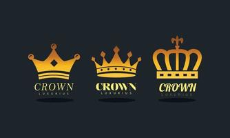 lot de logos de silhouette royale de couronnes dorées vecteur