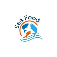idée de conception de logo de poisson frais pour poissonnier ou restaurant de fruits de mer. symbole de vecteur. vecteur