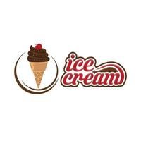 crème glacée vecteur ligne icône ou logo - icône simple ligne mince et fond géométrique coloré - Vectoriels