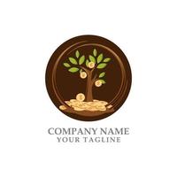 vecteur de conception de logo simple de pièce d'argent d'arbre, conception d'illustration vectorielle d'icône de logo d'arbre d'argent