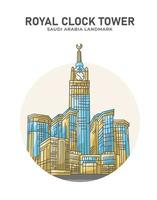 horloge royale arabie saoudite point de repère dessin animé minimaliste vecteur