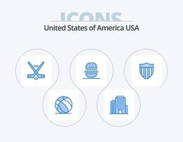 pack d'icônes bleu usa 5 conception d'icônes. sécurité. Américain. sports de glace. Etats-Unis. manger vecteur