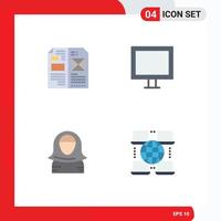ensemble de pictogrammes de 4 icônes plates simples d'éléments de conception vectoriels modifiables de caractère électrique de mise en page de livre arabe vecteur