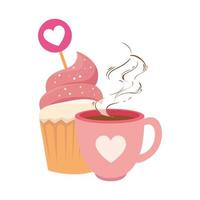 tasse de café avec icône isolé cupcake vecteur