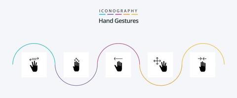 pack d'icônes glyphe 5 gestes de la main, y compris la flèche. gestes. bas. doigt. gauche vecteur