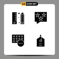 4 icônes créatives signes et symboles modernes de codage star crayon dispositifs de chat éléments de conception vectoriels modifiables vecteur