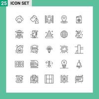 25 icônes créatives signes et symboles modernes de carte coeur complication broche carte éléments de conception vectoriels modifiables vecteur