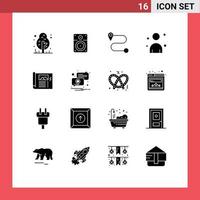 16 icônes créatives signes et symboles modernes de l'emplacement croquis conception de plan d'itinéraire éléments de conception vectoriels modifiables vecteur