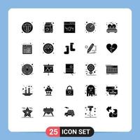 pack de glyphes solides de 25 symboles universels de couple cible bouteille objectif utilisateur éléments de conception vectoriels modifiables vecteur