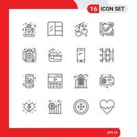 aperçu de l'interface mobile ensemble de 16 pictogrammes du kit d'aide à la cerise d'urgence impression bleue éléments de conception vectoriels modifiables vecteur