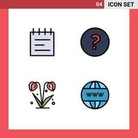 symboles d'icônes universelles groupe de 4 couleurs plates modernes de l'éducation cercle de printemps fleur éléments de conception vectoriels modifiables en ligne vecteur
