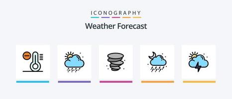 pack de 5 icônes remplies de ligne météo, y compris la météo. nuit. temps. lune. lune. conception d'icônes créatives vecteur