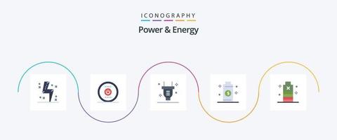 pack d'icônes plat 5 de puissance et d'énergie, y compris la batterie. énergie. pouvoir. électricité. électricité vecteur