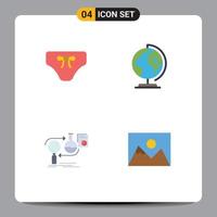 pack de 4 icônes plates modernes signes et symboles pour les supports d'impression Web tels que les vêtements d'affaires de plage développement mondial éléments de conception vectoriels modifiables vecteur