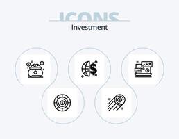 pack d'icônes de ligne d'investissement 5 conception d'icônes. sauvegarder. investissement. dollar. assurance. investir vecteur