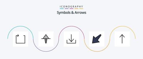 symboles et flèches ligne remplie plat 5 pack d'icônes comprenant. flèche. en haut vecteur