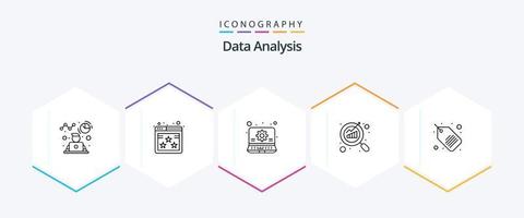 pack d'icônes d'analyse de données de 25 lignes, y compris le référencement. graphique. étoile de classement. rapport. surveillance vecteur