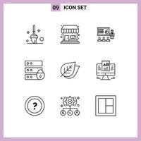 9 contours vectoriels thématiques et symboles modifiables de l'écologie sécurité internet entreprise statistiques électroniques éléments de conception vectoriels modifiables vecteur