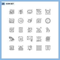 25 lignes universelles définies pour les applications web et mobiles mangent de l'argent de l'énergie de l'essence des éléments de conception vectoriels modifiables vecteur