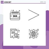 pack de 4 signes et symboles modernes de couleurs plates remplies pour les supports d'impression Web tels que tous les éléments de conception vectoriels modifiables de la bonne configuration de l'année de rapport vecteur