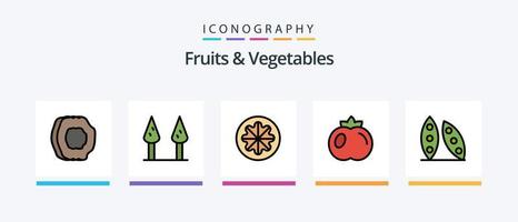 ligne de fruits et légumes remplie de 5 icônes, y compris la pomme de terre. légume. brocoli. gorki. concombre. conception d'icônes créatives vecteur