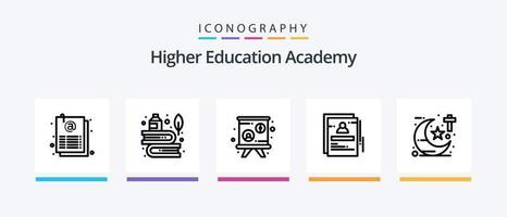 pack d'icônes academy line 5 comprenant un tableau noir. page. étudiant. e-mail. botanique. conception d'icônes créatives vecteur