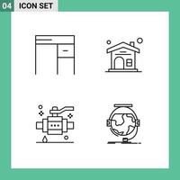ligne d'interface mobile ensemble de 4 pictogrammes d'éléments de conception vectoriels modifiables de consultation immobilière de bureau de tuyau de bureau vecteur