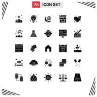 pack d'icônes vectorielles stock de 25 signes et symboles de ligne pour la musique vidéo seo cadeau multimédia éléments de conception vectoriels modifiables vecteur